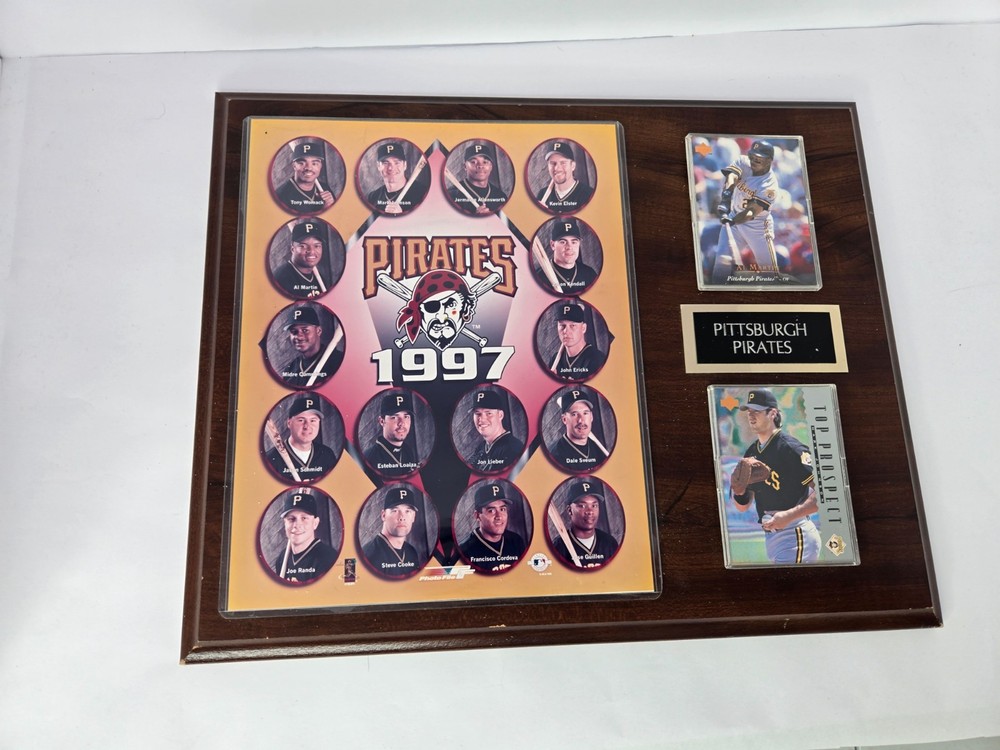 Pittsburgh Pirates Plaque 1997 Photo Collage 12×15 Al Martin & Mark Johnson Card