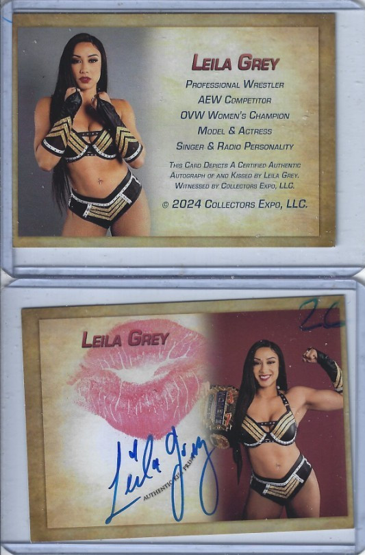 Leila Grey Signed & Kissed Trading Card #26 AEW Wrestler Model Collectors Expo