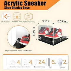 Sneaker Display Case, Clear Shoe Box Acrylic Case for Sneaker(4.3&Prime;Lx4.3&Prime;Wx5&Prime;H)