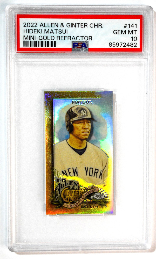 2022 Topps Allen & Ginter Chrome Hideki Matsui Mini Gold Refractor /50 PSA 10