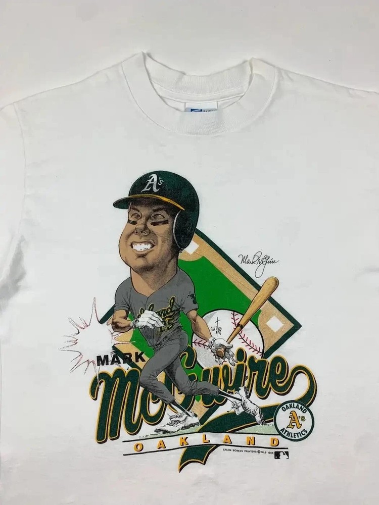 Oakland Athletics Mark Mcgwire Caricature short sleeve white color shirt AN6862