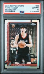 PSA 10 GEM MINT 2025 Topps Chrome #266 Yang Hansen Refractor Rookie RC