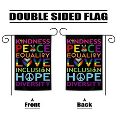 Pride Garden Flag KINDNESS PEACE EQUALITY 12×18 inches,