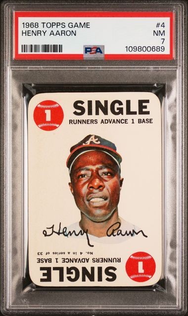 HAMMER PSA 7 NM HANK AARON HOF 1968 TOPPS GAME #4 GRADED NEAR MINT VINTAGE TPHLC