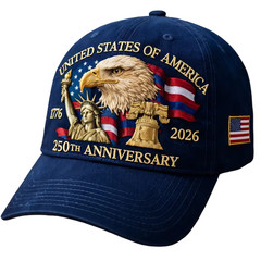 USA 250th Anniversary Patriotic Baseball Cap Adjustable Men Bald Eagle Liberty