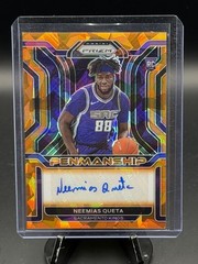 2021-22 Prizm Penmanship Neemias Queta Orange Cracked Ice Auto RC Celtics RP-NQU