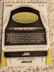 2018 Certified Racing Blue Foil Ryan Blaney /99 #37