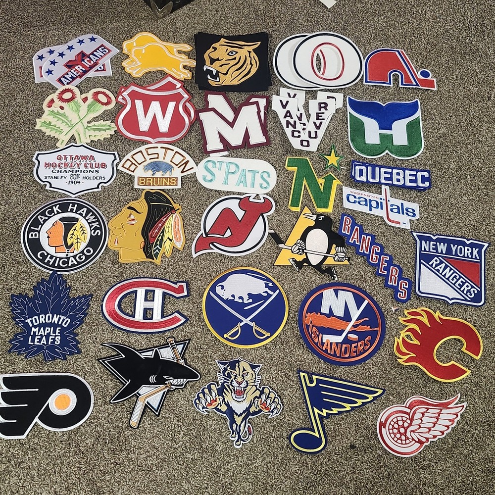 NHL HOCKEY VINTAGE LARGE SIZE EMBROIDERED PATCHES/YOU PICK ANY 2 / 5 TO 7 INCHES