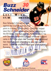 1995 Signature Rookies Miracle on Ice 1980 #30 Buzz Schneider Signed