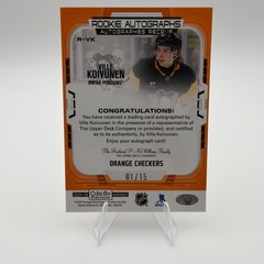 2025-26 O-Pee-Chee Platinum Ville Koivunen Orange Checkers Rookie Auto 1/15 Pens