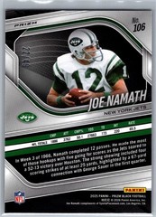 2025 Panini Prizm Black Joe Namath Orange Prizm /49 #106 New York Jets