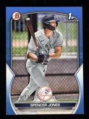 2023 Bowman #BP-139 Spencer Jones NY Yankees 1st BLUE Paper Parallel 048/150