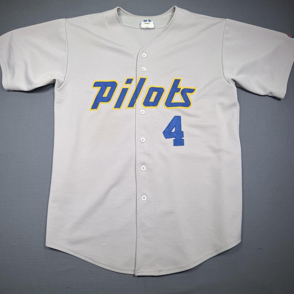 Seattle Pilots Jersey Mens XL Gray Blue Yellow Baseball Button Front Teamwork 4