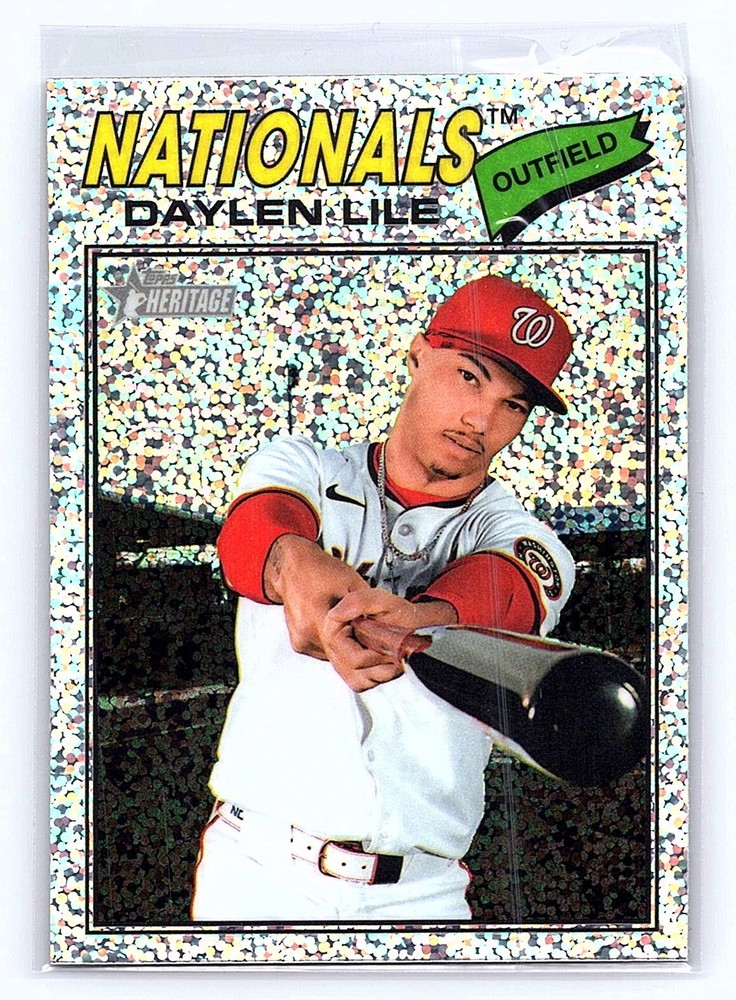 2026 Topps Heritage – Daylen Lile #124 Chrome Silver Sparkle Refractor Nationals
