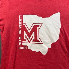 Miami University Ohio T Shirt Red State Logo Tultex College RedHawks Tee