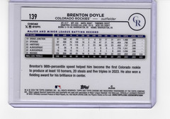 2024 Topps Chrome Brenton Doyle RayWave Refractor Colorado Rockies #139