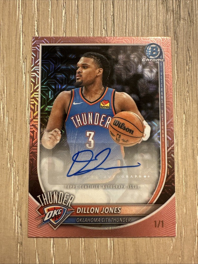 2025 Bowman Chrome Dillon Jones Rose Gold Auto 1/1 One of One OKC Thunder Knicks
