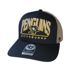 &rsquo;47 Pittsburgh Penguins Mens Hat Cap Trucker Snapback Black OSFA