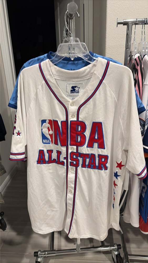 NBA All-Star Basketball Jersey White Button Front Starter Mens XL