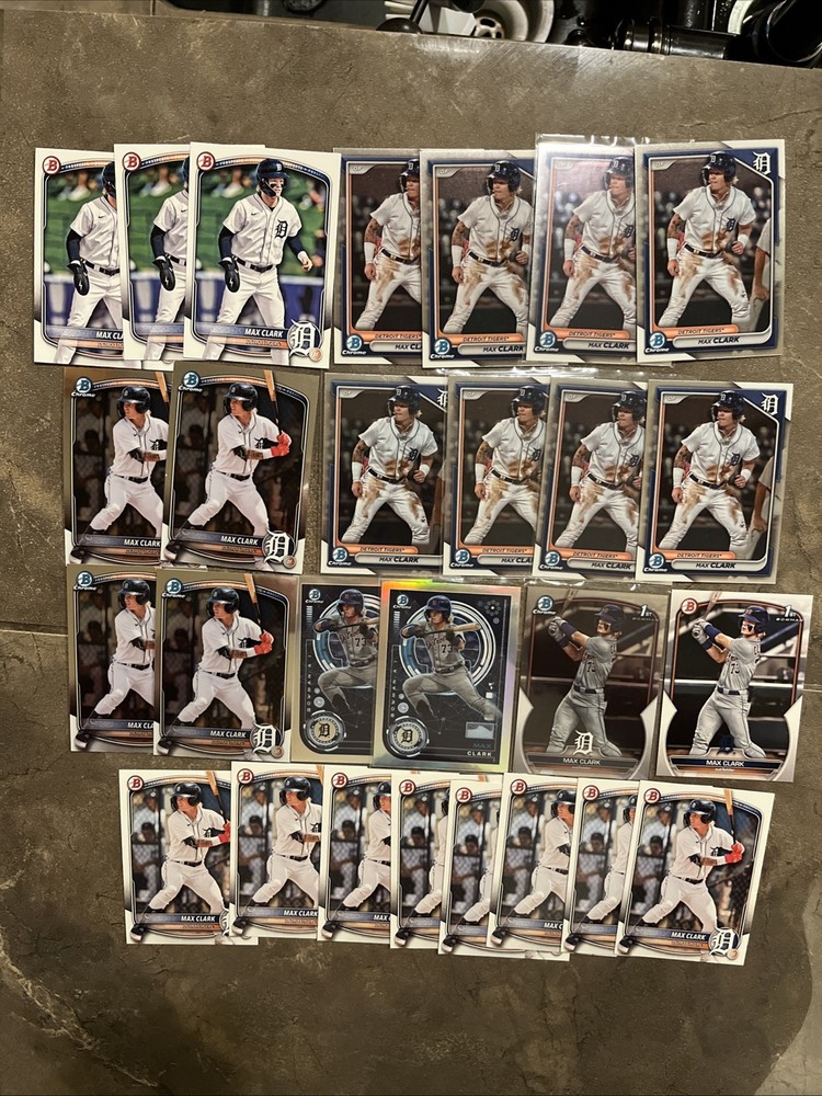🔥⬛️Max Clark⬛️🔥1st Bowman 27 Card Lot 2023 Bowman Draft Prospect RC Tigers