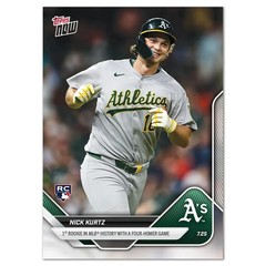 2025 MLB Topps NOW 464 NICK KURTZ 1ST ROOKIE HIT 4 HR IN GM ATHLETICS RC IN-HAND