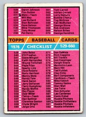 1976 Topps #643 Checklist: 529-660 Marked