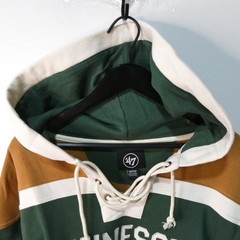 Minnesota Hockey Hoodie Mens Medium Lacer &rsquo;47 Brand Green Striped New