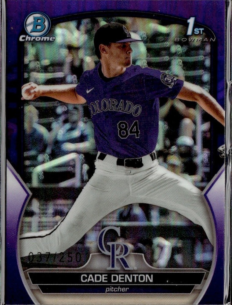 2023 Bowman Chrome Cade Denton 1st Purple Refractor /250 Rockies #BDC-22