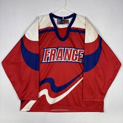 Vintage France National Hockey Team Sports Pro Jersey Men&rsquo;s L Red IIHF 80s 90s
