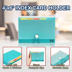 4×6 Index Card Case with 100 Heavyweight Ruled Cards Teal Plastic Organizer