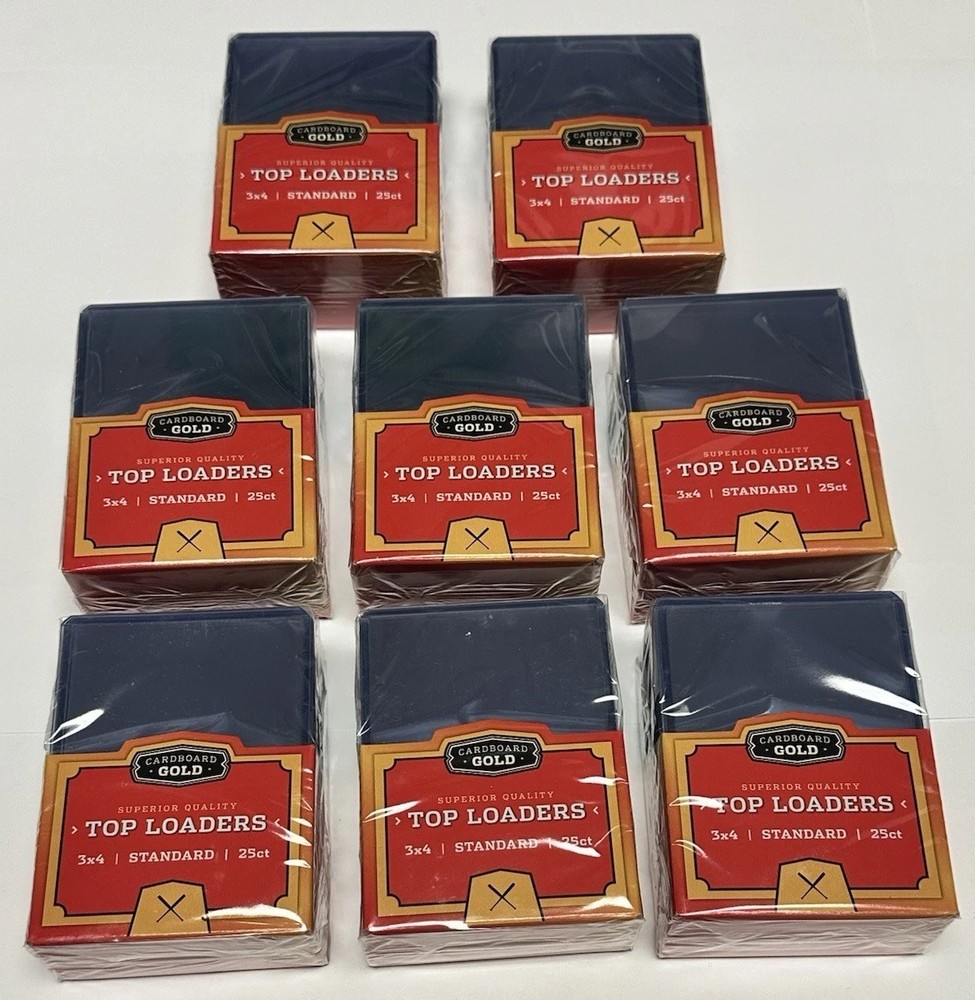 Liquidation Lot of 200 Cardboard Gold 3&Prime;x4&Prime; Standard Toploader – Clear 25 ct x 8