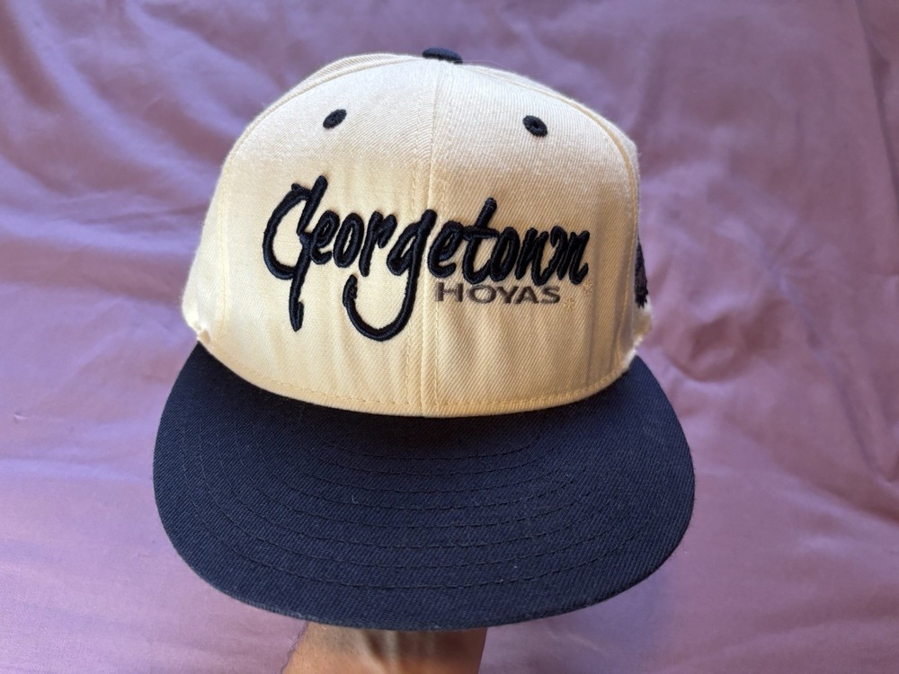 Georgetown Hoyas Hat White Blue Snap Back Cap Top Of The World Script Wool