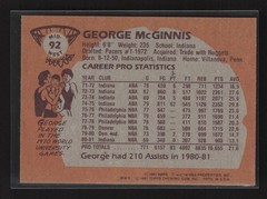 1981-82 Topps #MW92 George McGinnis Indiana Pacers NM