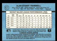 1988 Donruss #BC-11 Alan Trammell Bonus MVPs Detroit Tigers