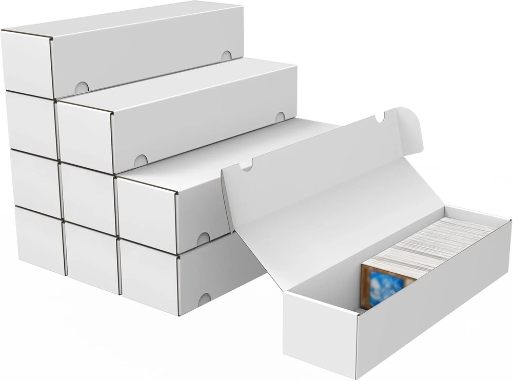 Trading Card Storage Box, 10-Pack 1100 Count White Corrugated Cardboard Bulk Spo
