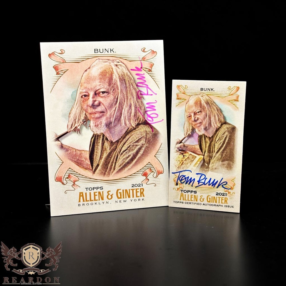 PAIR of 2 Tom Bunk 2021 Allen & Ginter Certified Autos Mini FMA-TB Garbage Pail!