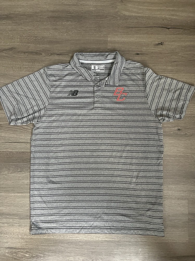 Boston College Dark Grey Striped New Balance Polo Size Large