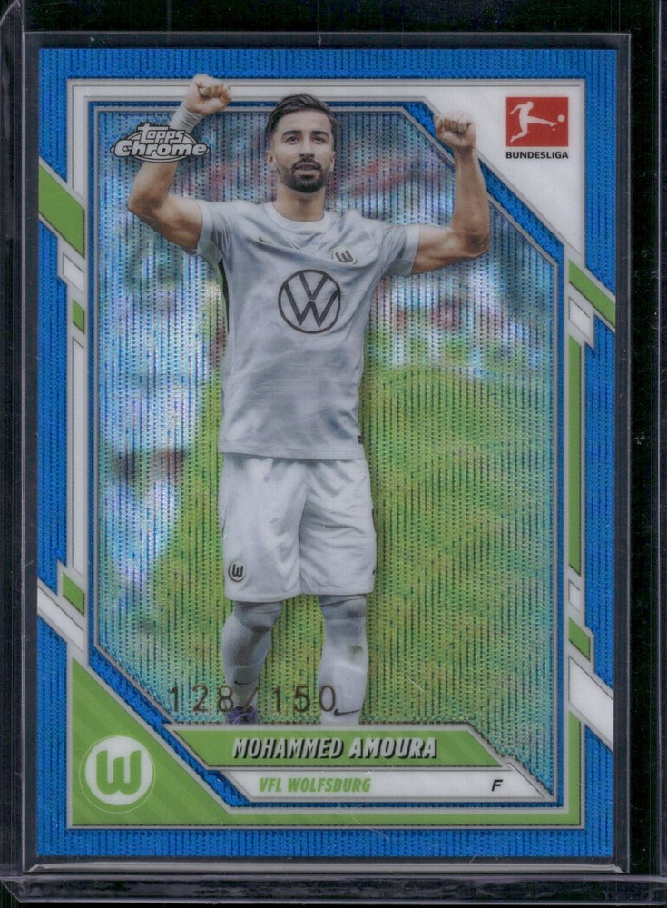 2025-26 Topps Chrome Bundesliga #98 Mohamed Amoura Blue Wave Refractor #/150