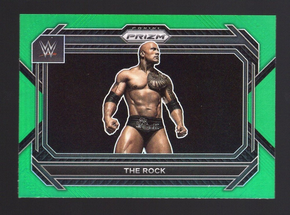 The Rock 2023 Panini Green Prizm WWE Card #41 – ROCKY MAIVIA Dwayne Johnson