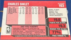 1989-90 Fleer CHARLES OAKLEY #103 🔥 Knicks 🔥 GORGEOUS Autograph 🔥 Auto 🔥