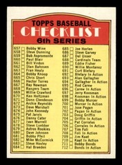 1972 Topps Baseball #604 6th Series Checklist (657-787) NM/MT *d9