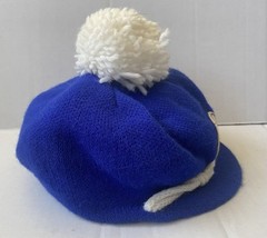 VTG CHILD 22.5” Dodgers Baseball Script Logo MLB Knit Hat Blue Newsboy Brim Pom