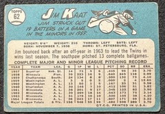 1965 TOPPS JIM KAAT (MINNESOTA TWINS) #62 VG