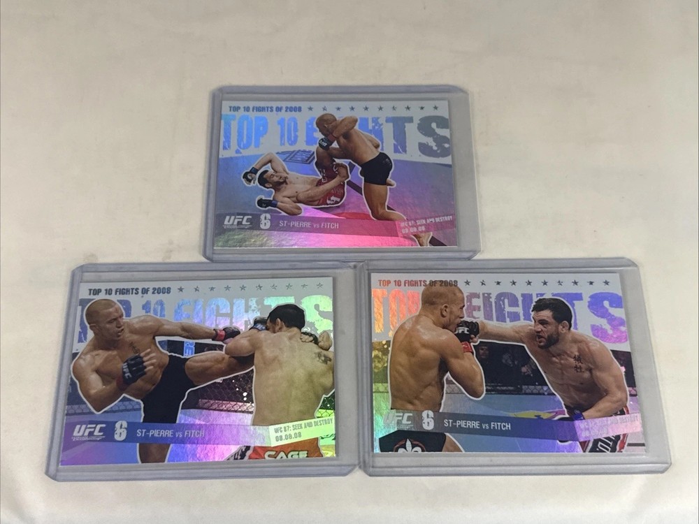 2009 Topps UFC Top 10 Fights of 2008 Insert Lot of 3 St-Pierre vs Fitch #21-23