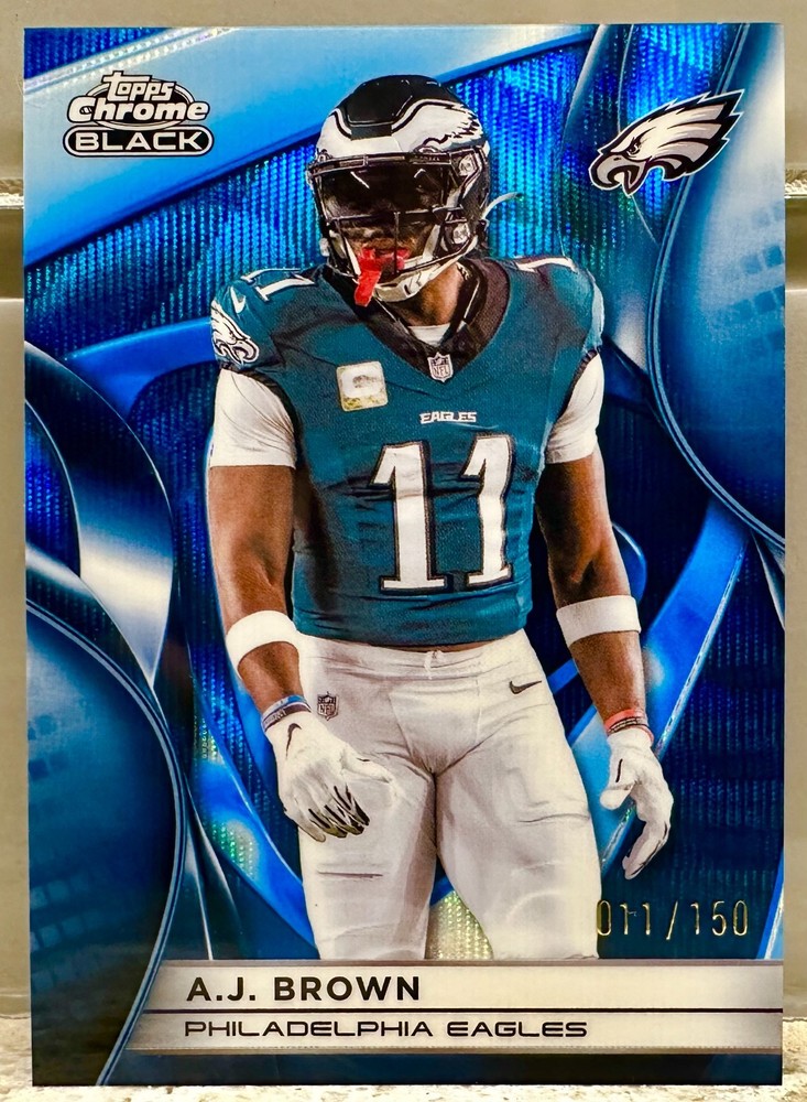 JERSEY NUMBER MATCH! 2025-26 Topps Chrome Black AJ Brown Blue Wave 11/150! PATS!