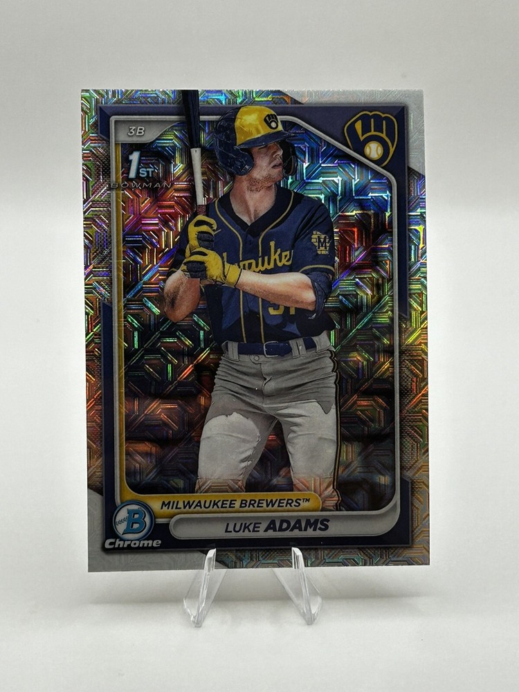 Luke Adams 1st 2024 Bowman Chrome #BCP-50 Mojo Refractor Milwaukee Brewers