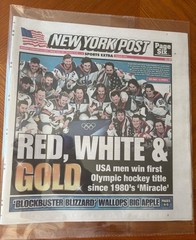 New York Post Feb 23 2026 USA Men&rsquo;s Hockey Gold Medal Red White & Gold Olympics