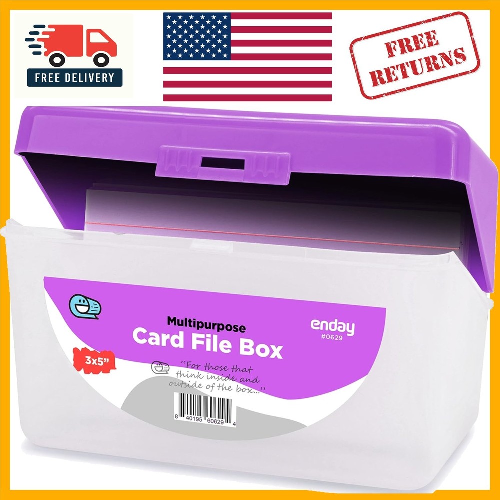 Chic Purple Index Card Box – Holds 250 Cards | Durable Flash Card Organizer