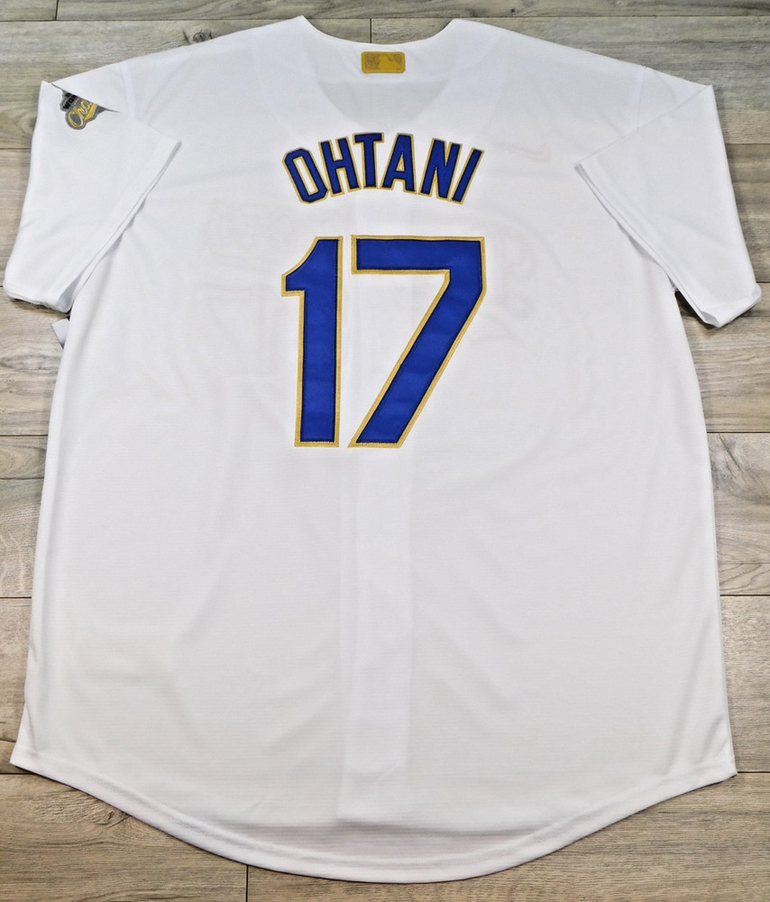 SHOHEI OHTANI LOS ANGELES DODGERS MENS X- LARGE GOLD LTRS #17 BASEBALL JERSEY