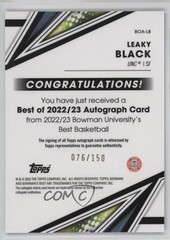 2022 Bowman U Best of 2022-23 Blue Refractor 76/150 Leaky Black #BOA-LB Auto 3hd